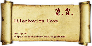 Milankovics Uros névjegykártya